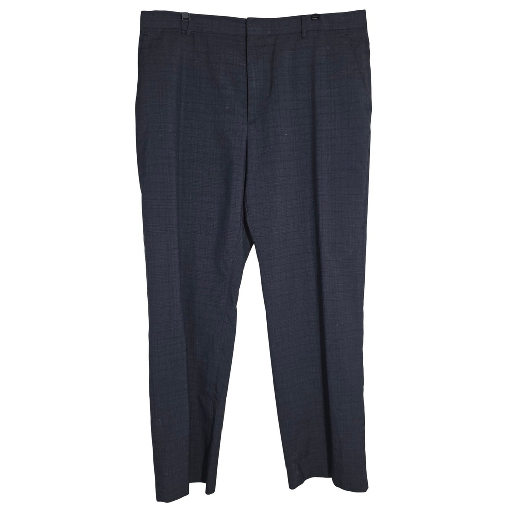 Banana Republic Tailored Fit Dress Pants Men's 38x31 Gray Blue Plaid Slacks Good - Picture 2 of 10